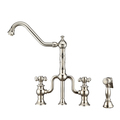 Whitehaus Bridge Faucet W/ Long Traditional Swivel Spout, Cross Handles And Brass WHTTSCR3-9771-NT-PN